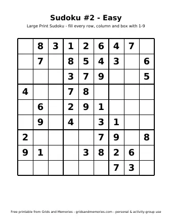 Preview of Sudoku – Sudoku #2 - Easy