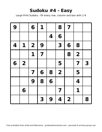 Preview of Sudoku – Sudoku #4 - Easy