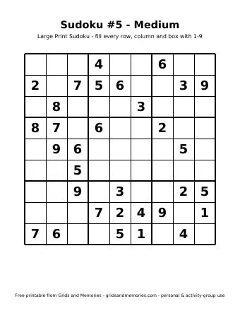 Preview of Sudoku – Sudoku #5 - Medium