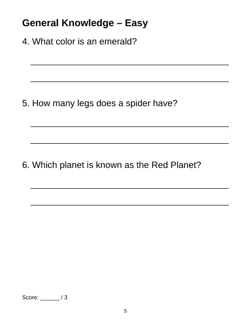 Sample interior page from Memory Lane Trivia for Seniors
